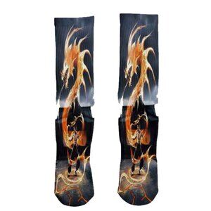 Bruce Lee Dragon Graphic Sublimated front and back Adult Crew Socks